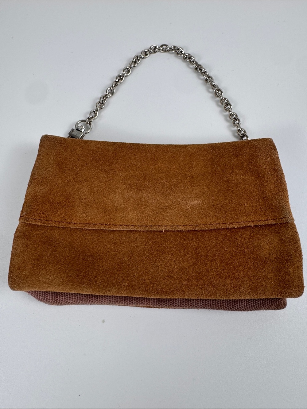 Free People Brown Suede Mini Duet Bag with Silver Chain